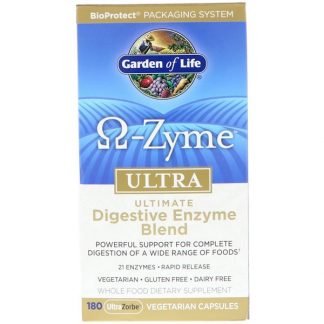Garden of Life, Ω-Zyme™（オメガザイム）、ウルトラ、究極の消化酵素ブレンド、180 UltraZorbe™（ウルトラ ゾブレ）ベジカプセル