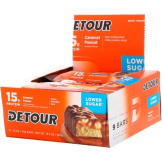 Detour, ホエイプロテインバー、 キャラメルピーナッツ、 9本、 各1.5オンス (43 g) (Discontinued Item)
