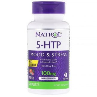 Natrol, 5-HTP、速溶性、エクストラストレングス、ワイルドベリー味、100mg、30錠
