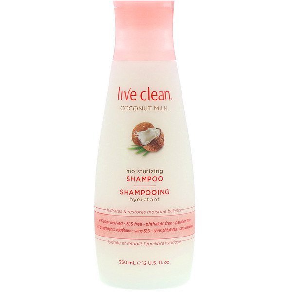 Live Clean, モイスチャライジングシャンプー、ココナッツミルク、12 fl oz (350 ml)