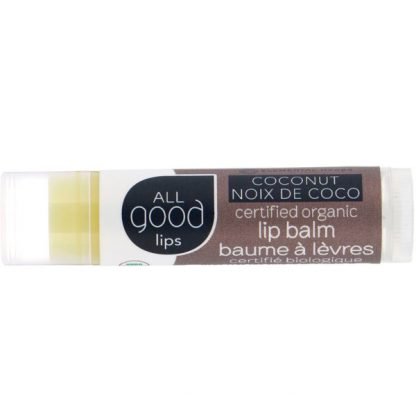 All Good Products, オールグッドリップス、認定オーガニックリップバーム、ココナッツ、4.25 g
