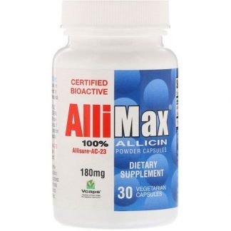 Allimax, 100％アリシンパウダーカプセル、180 mg、30ベジキャップ