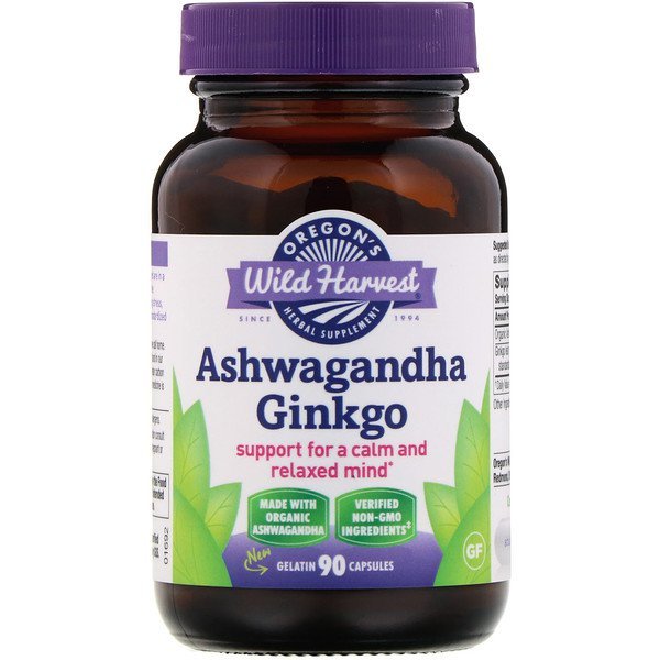 Oregon's Wild Harvest, Ashwagandha Ginkgo, 90 Gelatin Capsules
