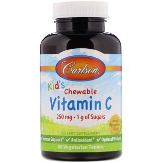 Carlson Labs, 子供用、チュアブルビタミンC、天然タンジェリンフレーバー、250 mg、60錠