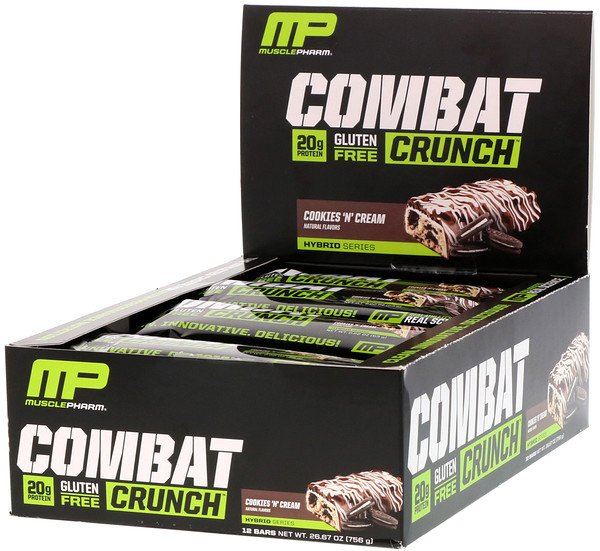 MusclePharm, コンバットクランチ、クッキー&クリーム、12本、各 2.22 オンス (63 g)