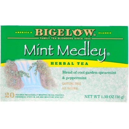Bigelow, Herbal Tea, Mint Medley, Caffeine Free, 20 Tea Bags, 1.30 oz (36 g) (Discontinued Item)
