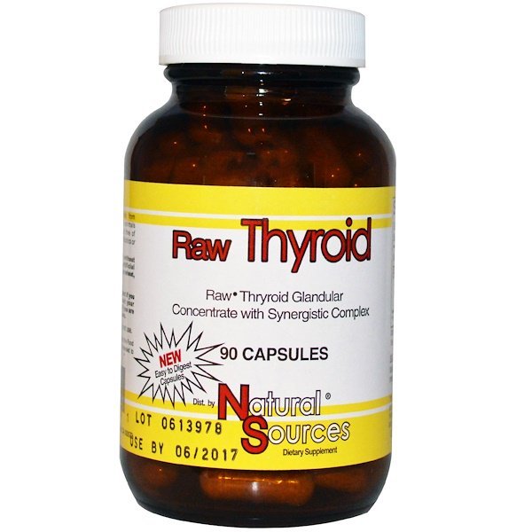 Natural Sources, Raw Thyroid, 90カプセル