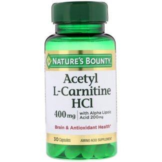 Nature's Bounty, アセチル L-カルニチン HCI、 400 mg、30 錠
