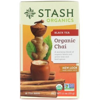 Stash Tea, Black Tea, Organic Chai, 18 Tea Bags, 1.1 oz (33 g)