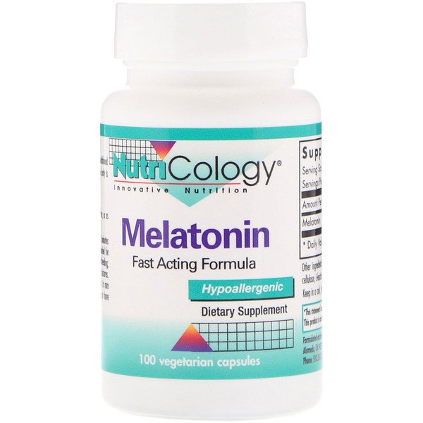 Nutricology, メラトニン、即効フォーミュラ、100ベジタリアンカプセル
