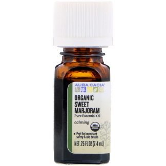 Aura Cacia, オーガニック、 マジョラム、 スイート、 0.25 fl oz (7.4 ml)