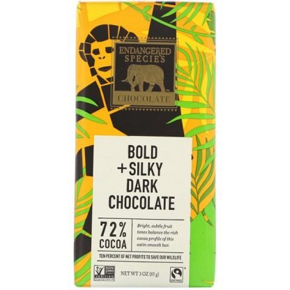 Endangered Species Chocolate, Bold + Silky Dark Chocolate, 3 oz (85 g)
