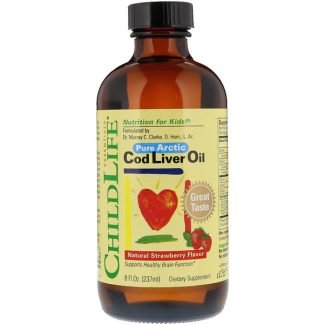 ChildLife, チャイルドライフ, タラ肝油, 天然イチゴ風味, 8fl oz (237 ml)