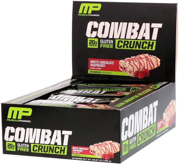 MusclePharm, コンバットクランチ、ホワイトチョコレートラズベリー、12本、1本あたり2.22 oz (63 g)
