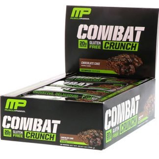 MusclePharm, ハイブリッドシリーズ、コンバットクランチ、チョコレートケーキ、12本、各2.22 oz (63 g)