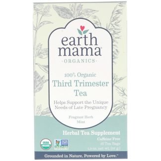 Earth Mama, 100％オーガニック妊娠末期用ティー、香り高いハーブミント、ティーバッグ16袋、1.3 oz (37 g)