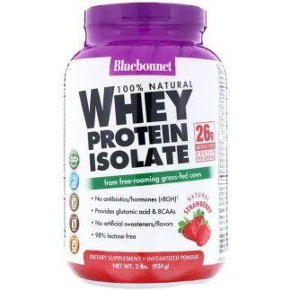 Bluebonnet Nutrition, 100% 天然、ホエイ・プロテイン・アイソレート、 天然ストロベリー味、 2ポンド (924 g)
