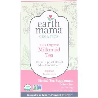 Earth Mama, オーガニック、100％オーガニックミルクメイドティー、香り高いフェンネルハーブ、カフェインフリー、16ティーバッグ、35g