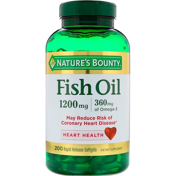 Nature's Bounty, フィッシュオイル、1200mg、即放出性ソフトジェル 200錠