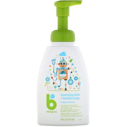 BabyGanics, フォーミングディッシュ+ボトルソープ、無香料、16液量オンス（473 ml）
