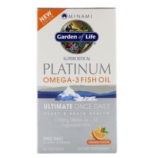 Minami Nutrition, プラチナ、オメガ3フィッシュオイル、オレンジ味、ソフトゲル60粒