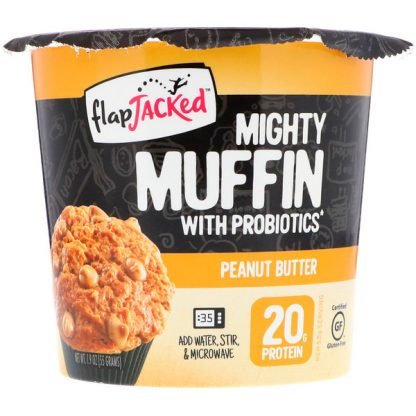 FlapJacked, プロバイオティクス配合マイティマフィン、ピーナッツバター、1.94 oz (55 g)