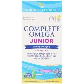 Nordic Naturals, コンプリートオメガジュニア、レモン、ミニソフトジェル180粒