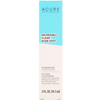 Acure, インクレディブリークリア、ニキビ、 .5 fl oz (14.7 ml) (Discontinued Item)