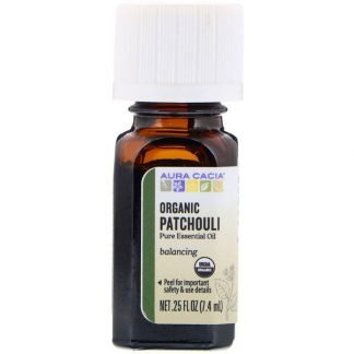 Aura Cacia, オーガニック、 パチュリー、 .25 fl oz (7.4 ml)