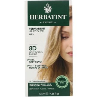 Herbatint, パーマネント・ハーバルカラージェル, 8D, ライト・ゴールデン・ブロンド, 4.56 液量オンス (135 ml)