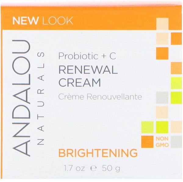 Andalou Naturals, お肌を再生させるクリーム, プロバイオティクス+C, 増白, 1.7液量オンス(50 ml)