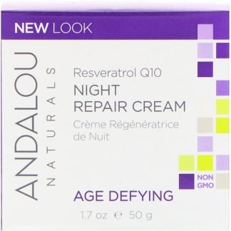 Andalou Naturals, ナイトリペアクリーム, レスペラトロルQ10, 老化対策, 50 ml