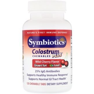 Symbiotics, 初乳チュアブルプラス, 野生のチェリー風味, 120錠（チュアブル）