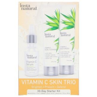 InstaNatural, ビタミンC・スキンケアトリオ、30日間スターターキット、フェイシャルケアの入門向け、3本セット Piece Kit
