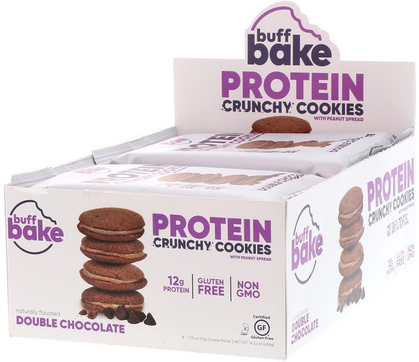 Buff Bake, プロテイン・サンドイッチクッキー、ダブルチョコレート、8個入りパック、各1.79オンス (51 g) (Discontinued Item)