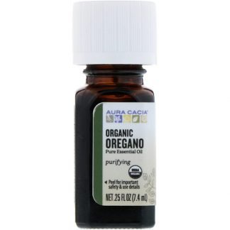 Aura Cacia, オーガニック、 オレガノ、 .25 fl oz (7.4 ml)