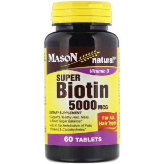 Mason Natural, スーパービオチン、5000mcg、タブレット60錠