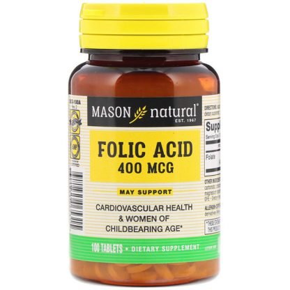 Mason Natural, 葉酸、400 mcg、100錠
