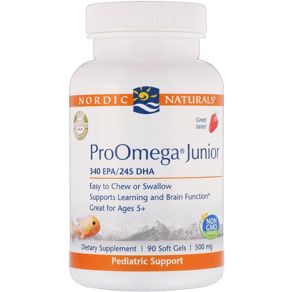 Nordic Naturals, プロオメガジュニア(ProOmega Junior)、ストロベリー、500 mg、ソフトジェル90錠