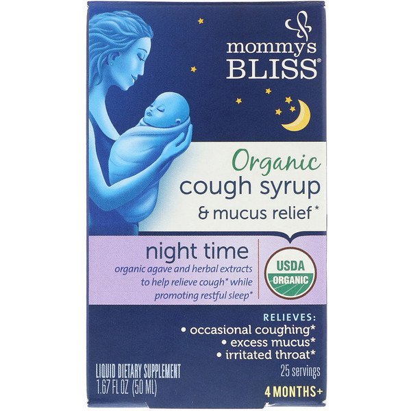 Mommy's Bliss, Organic, Cough Syrup & Mucus Relief, Night Time, 4 Months +, 1.67 fl oz (50 ml) (Discontinued Item)