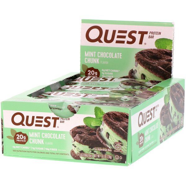 Quest Nutrition, プロテインバー、ミントチョコレートチャンク、12本、各2.12オンス (60 g)