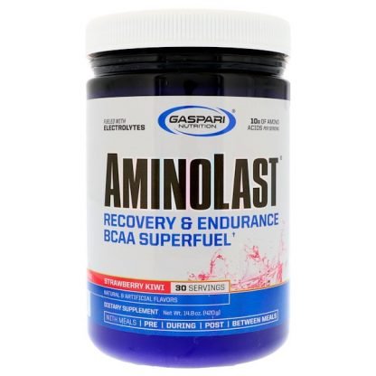 Gaspari Nutrition, アミノラスト、リカバリー＆エウデュランス BCAAスーパーフュエル、ストロベリーキウイ、14.8オンス（420g）