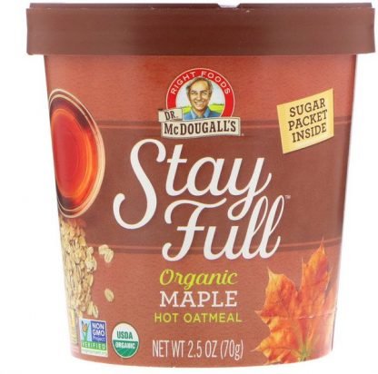 Dr. McDougall's, Organic Hot Oatmeal, Maple, 2.5 oz (70 g)