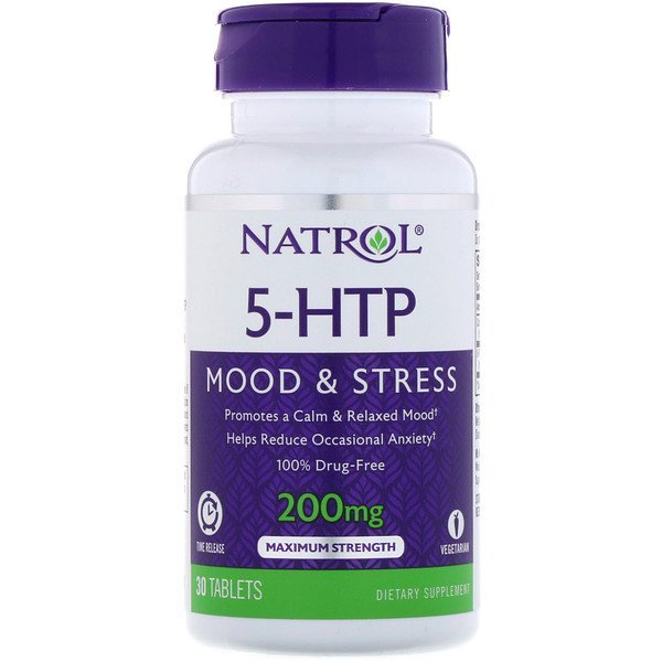 Natrol, 5-HTP、タイムリリース、最大強度、200mg、30錠