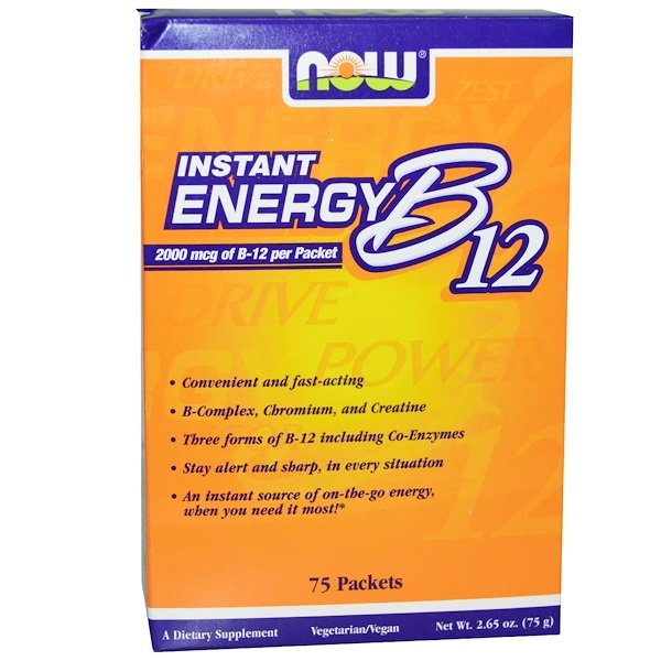 Now Foods, インスタントエネルギーB12、 2000mcg、 75包、 各(1 g)