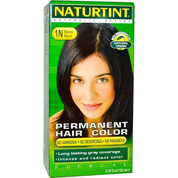 Naturtint, パーマネントヘアカラー, 1N エボニーブラック, 5.28 液量オンス (150 ml)