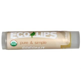 Eco Lips Inc., ピュア&シンプル、リップバーム、ココナッツ、0.15オンス（4.25 g）