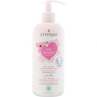 ATTITUDE, Baby Leaves Science, 2-In-1 Natural Shampoo & Body Wash, Fragance-Free, 16 fl oz (473 ml) (Discontinued Item)