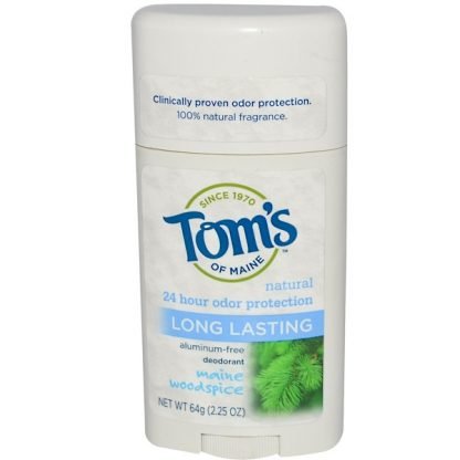 Tom's of Maine, アルミニウムを含まないデオドラント、長持ち、メインウッドスパイス、2.25 オンス (64 g)
