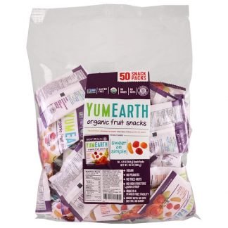 YumEarth, オーガニック・フルーツスナック、バナナブラスト、ストロベリースマッシュ、ベリーベリーチェリー、パーフェクトピーチ、50袋、各.7 oz (19.8 g)